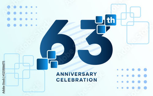 63th Anniversary celebration logotype. Anniversary celebration template design, Vector illustrations. photo