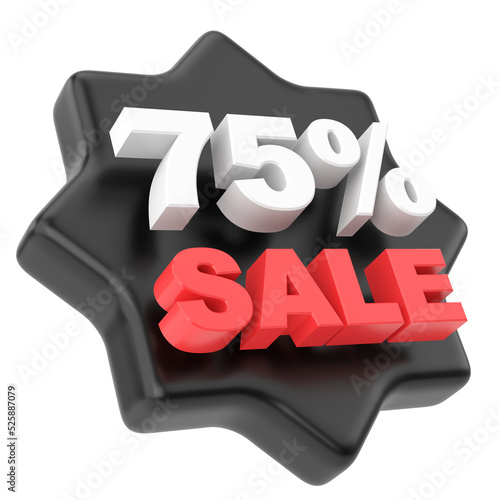 Seventy five percent sale. 75% sale. Sale badge.