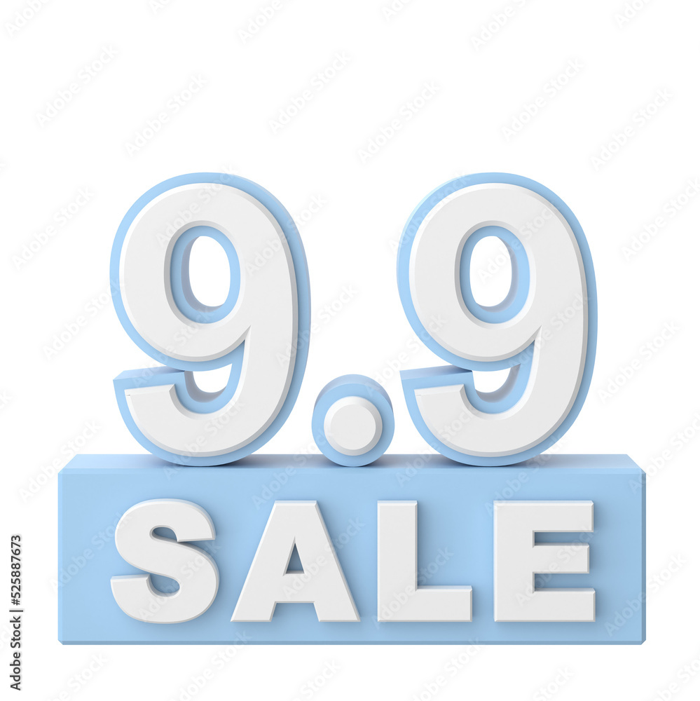 9.9 sale banner decoration. 3D illustration. 9.9 sale banner decoration. 3D illustration.