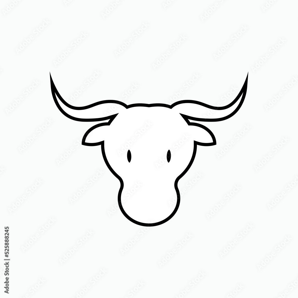 Bull Head Icon in Line Art Style. Bullish Symbol - Vector. Bull Head Icon in Line Art Style. Bullish Symbol - Vector.