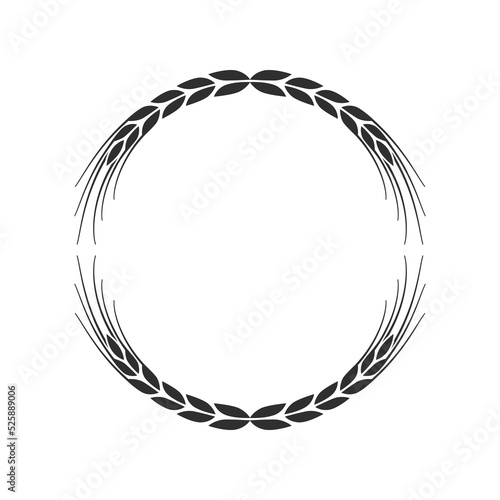 Circle wheat frame or border. Round wreath design. Vector illustration.
