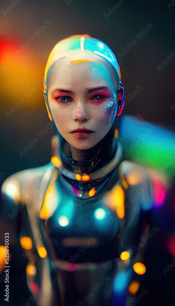 Portrait of a girl in a futuristic cyberpunk style in a cyber