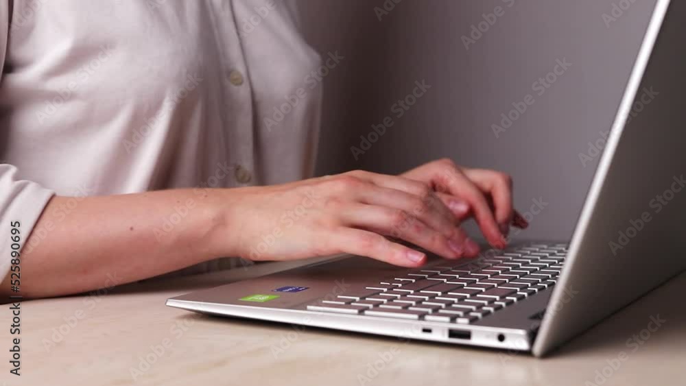 Hands close up work at laptop computer, typing with keypad, working online. Data input concept Hands close up work at laptop computer, typing with keypad, working online. Data input concept