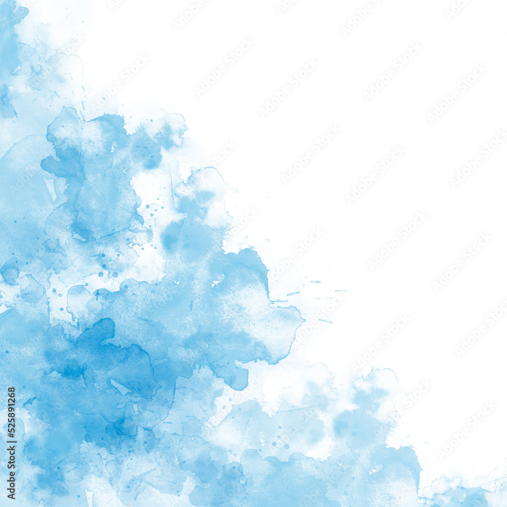 Blue watercolor paint on white 
abstract background