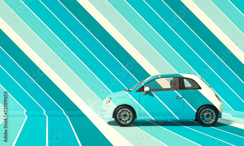 Photography striped colorful subcompact car as the background.