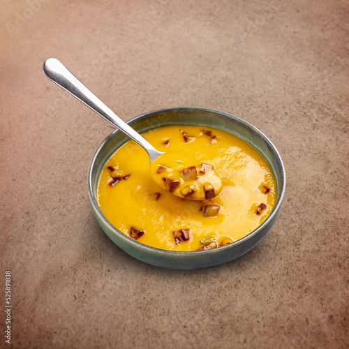 Vegetarian autumn carrot cream soup