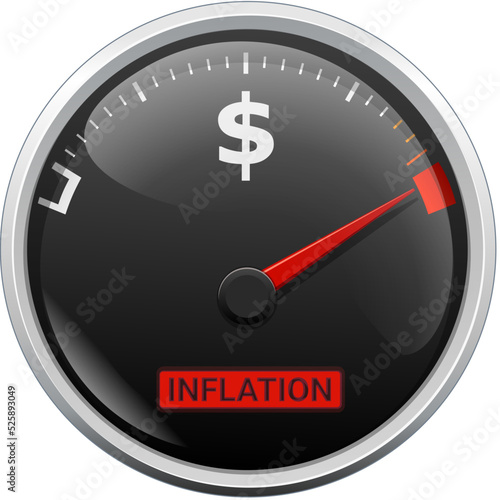 Overheating dollar price temperature gauge with an inflation alert (cut out)