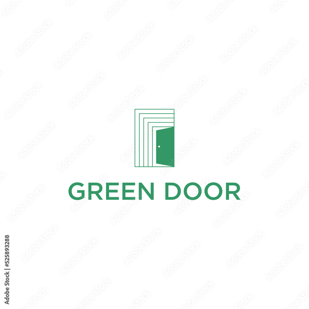 green exit door logo.emergency exit design vector