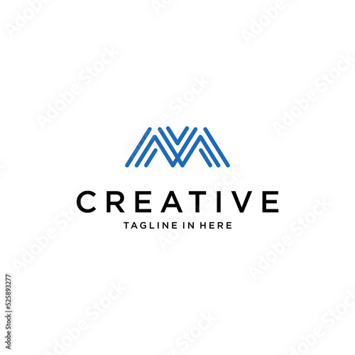 Free Download Geometric MM Logo Modern Luxury Monogram in Blue for Tech, Finance & Consulting Branding - GFXLoad