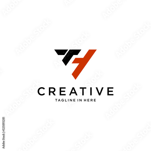 creative letter TH logo design with geometric vector
