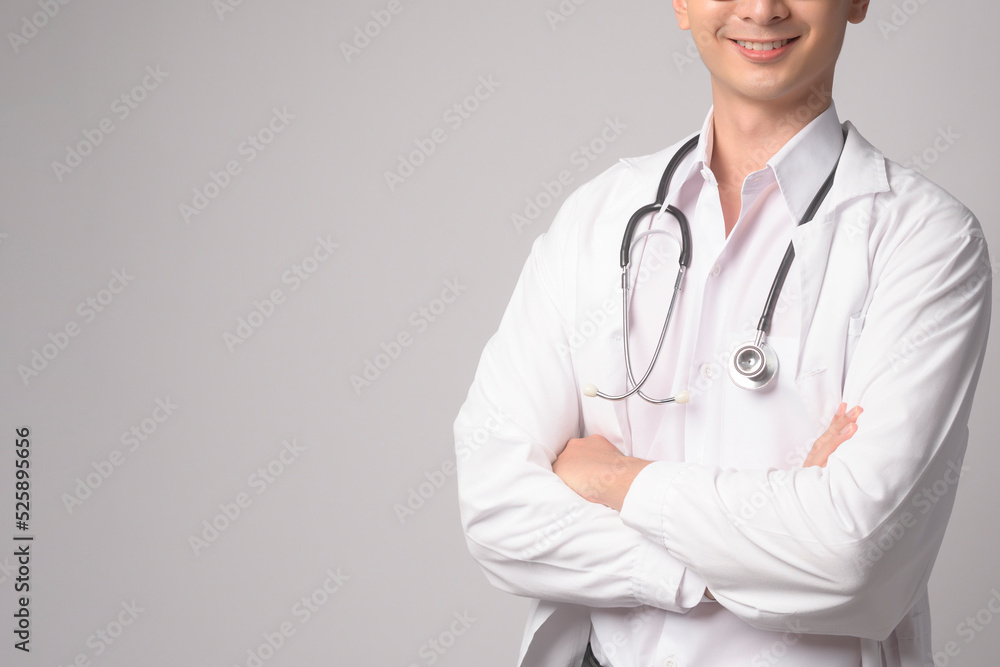 Portrait of male confident doctor over white background studio, healthcare and Medical technology concept. Portrait of male confident doctor over white background studio, healthcare and Medical technology concept.
