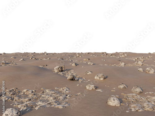Sandy Foreground Floor with Perspective, Transparent Background PNG
