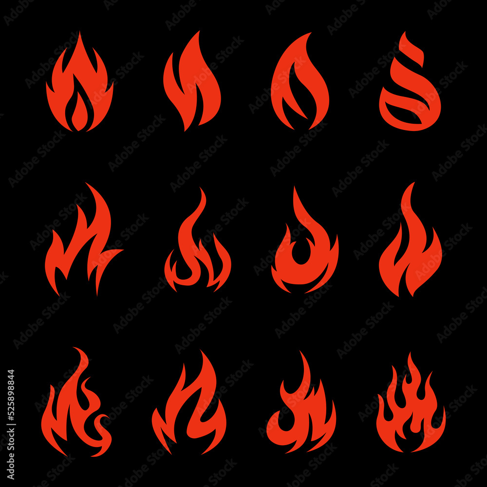 Fire Icons Set. Vector Illustration Fire Icons Set. Vector Illustration