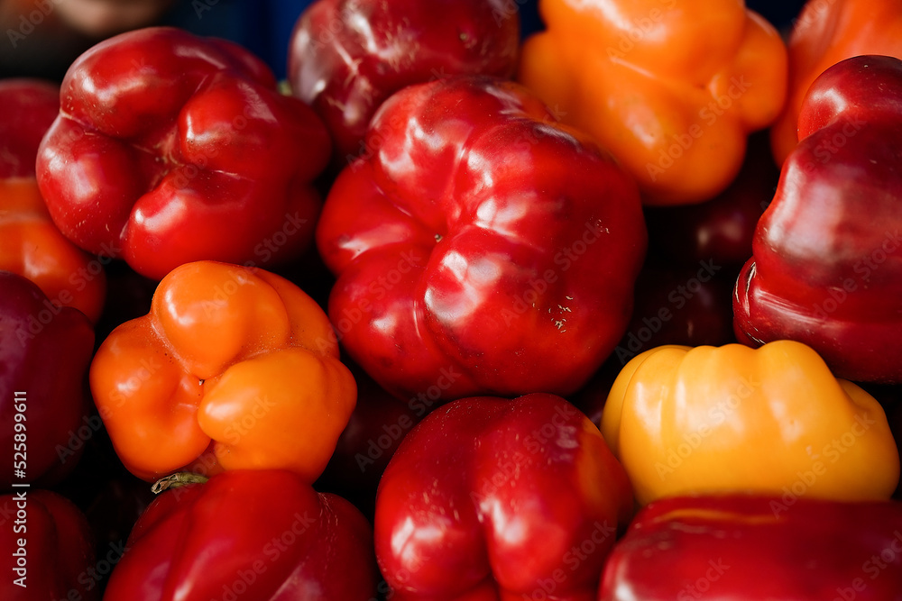 Ripe pepper close-up background or texture. Pepper harvest, many pepper Ripe pepper close-up background or texture. Pepper harvest, many pepper