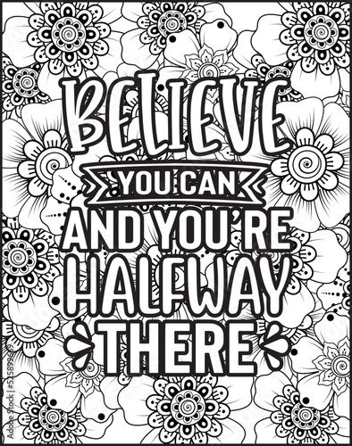 Motivational quotes coloring pages design