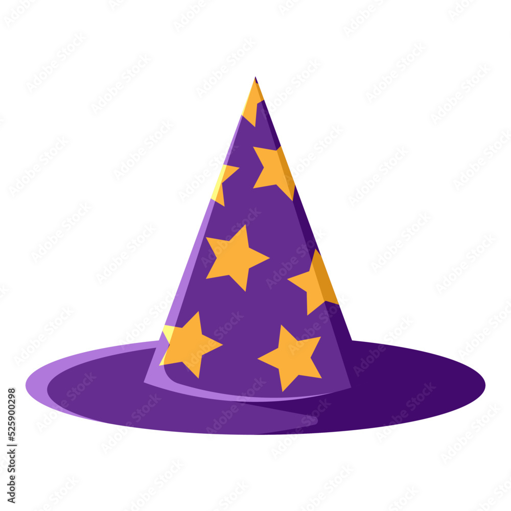 cartoon purple witch's hat on white background cartoon purple witch's hat on white background