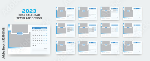 Desk Calendar 2023 Or  Monthly & Weekly Schedule New Year Calendar 2023 Design Template.