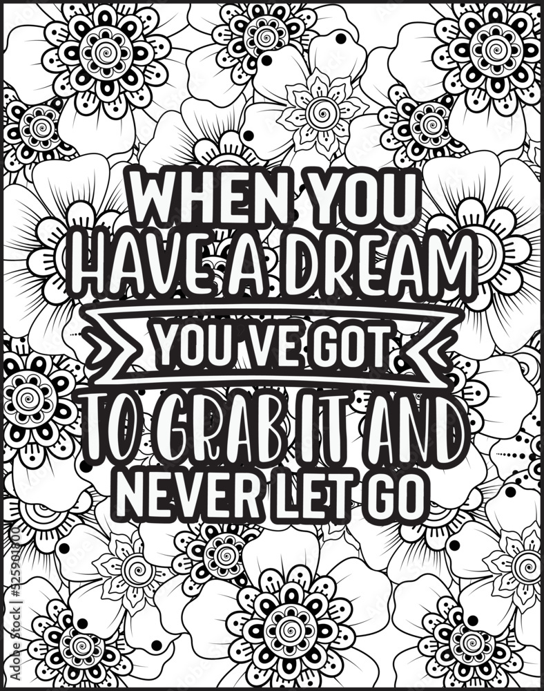 Motivational quotes coloring pages design