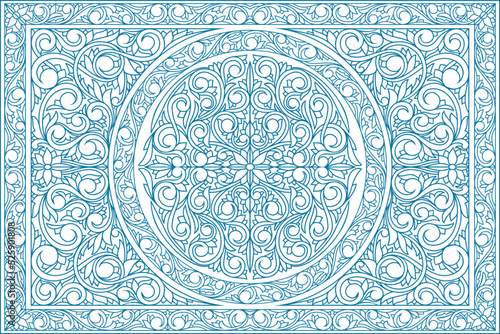 Decorative ornate retro floral blank card