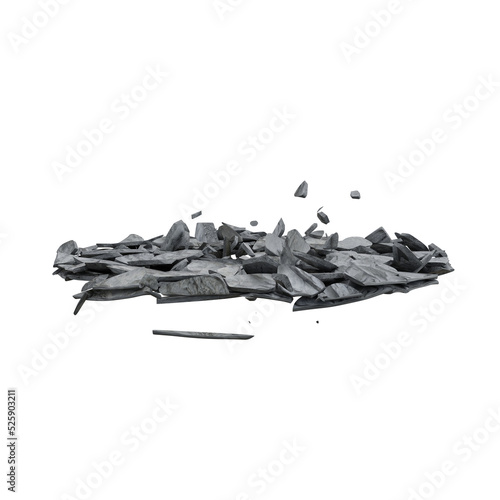 Broken Stone Debris Impact Overlay, Transparent Background PNG 