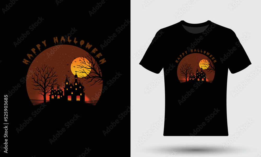 Zombie halloween hunted house pumpkin horror t shirt design 16