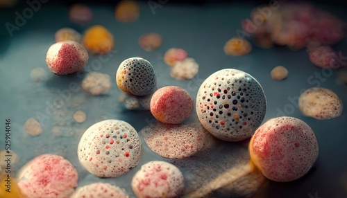 Colorful bubbles of various sizes. 3d art. Background.