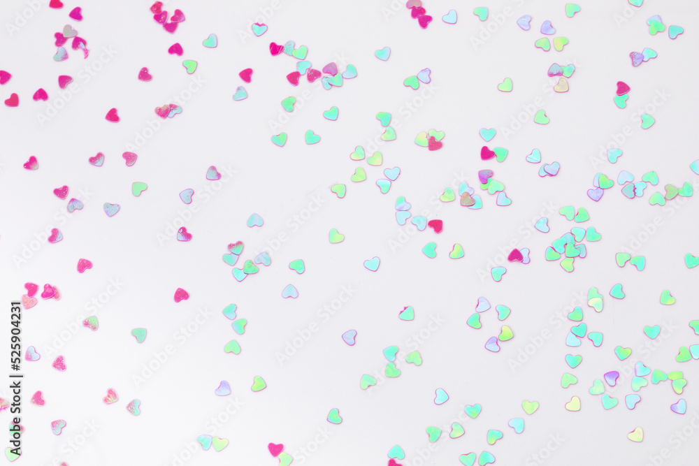 sparkles hearts on white background with text place - Image