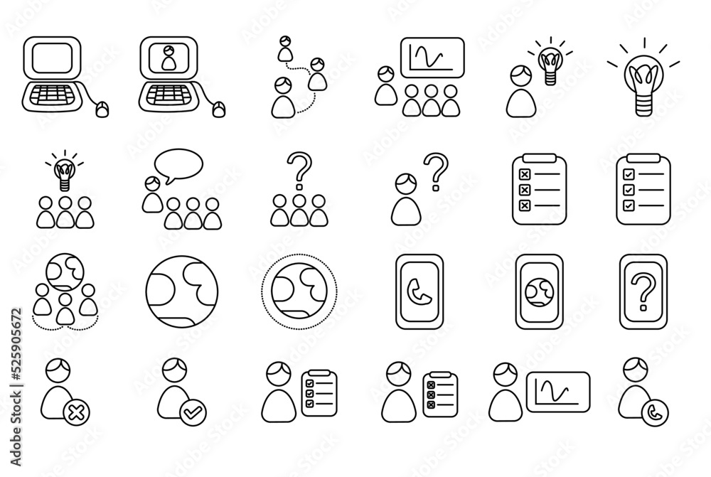 Set of icons about communication, HR and Business. Vector illustration. Set of icons about communication, HR and Business. Vector illustration.