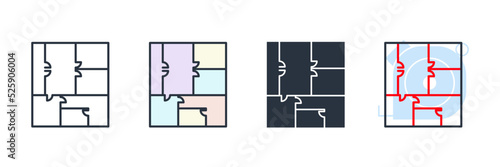 floor plan icon logo vector illustration. blueprint architecture symbol template for graphic and web design collection