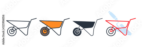 wheelbarrow icon logo vector illustration. Wheelbarrow cart symbol template for graphic and web design collection