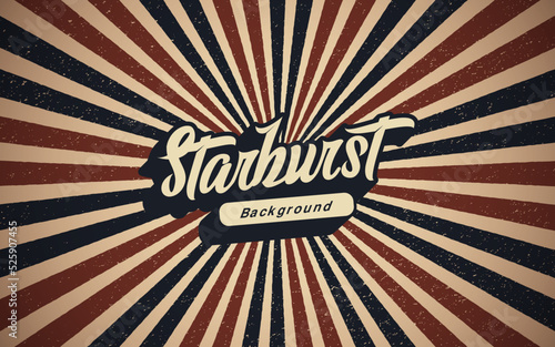 Retro starburst background with retro texture and text effect with the word starburst as an example
