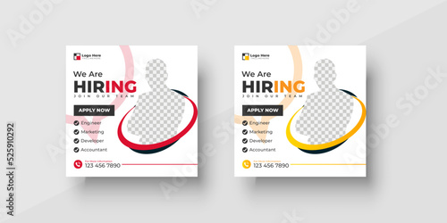 We are hiring job vacancy social media post or square web banner template
