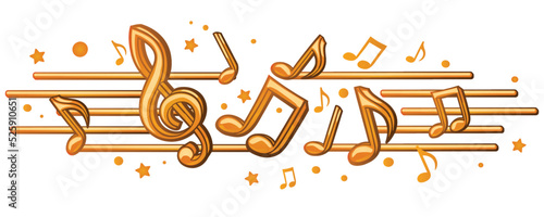 Musical melody - golden clef and notes decorative design