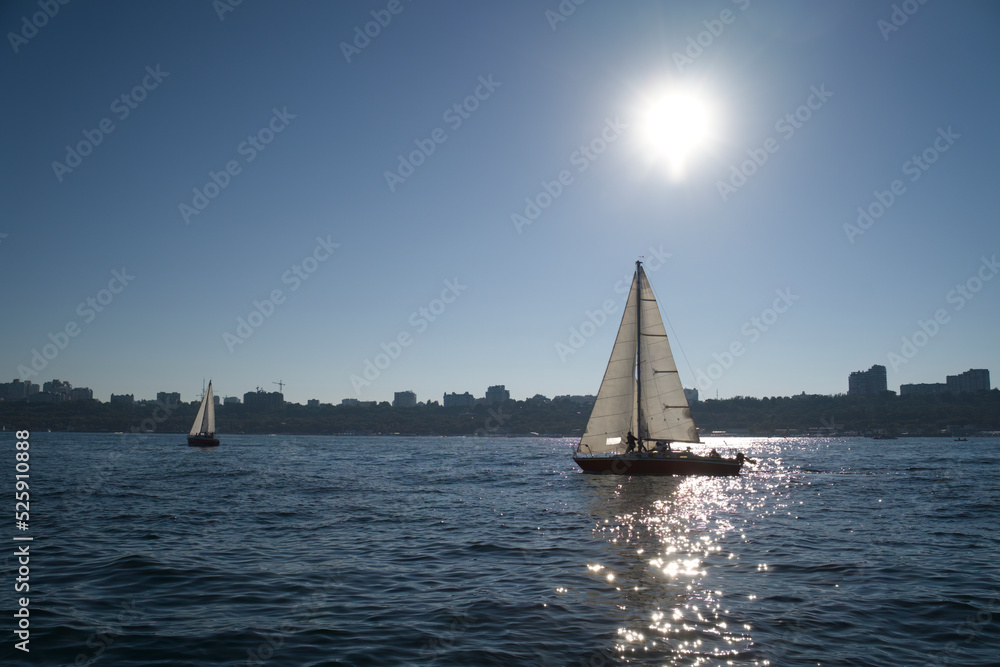 Sailing yacht regatta. Sailboats under sail in the race. Yachting. Luxury yachts. Sailing yacht regatta. Sailboats under sail in the race. Yachting. Luxury yachts.