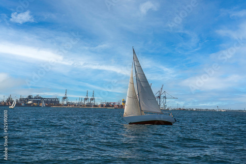 Sailing yacht regatta. Sailboats under sail in the race. Yachting. Luxury yachts.