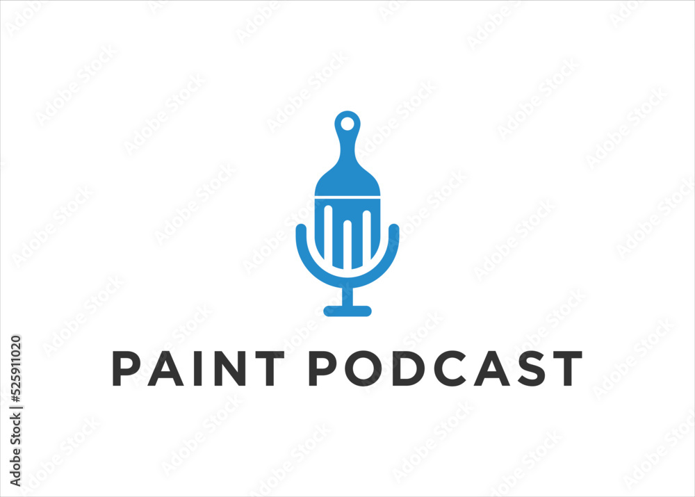 Paint brush logo podcast designs vector