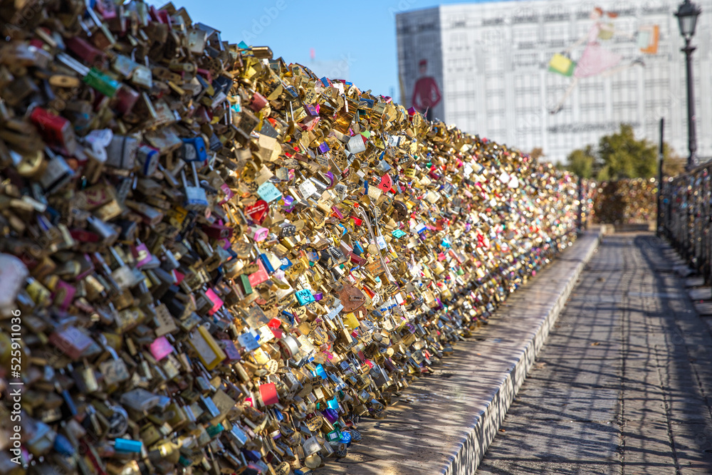 traditional romantic spot in paris, bridge of padlocks