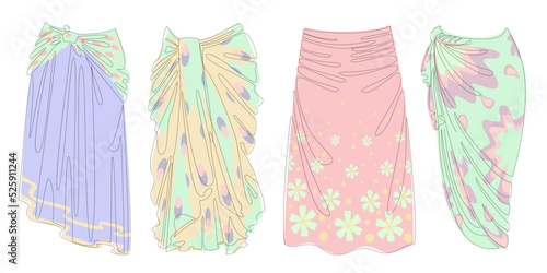 Silhouette of a girl's skirt. Women's clothing in a modern style one line. Solid line, decor outline, posters, stickers, logo. Vector illustration.