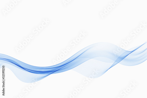 Abstract blue transparent flow lines. Blue wave background.
