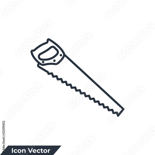 hand saw icon logo vector illustration. handsaw carpentry tool symbol template for graphic and web design collection