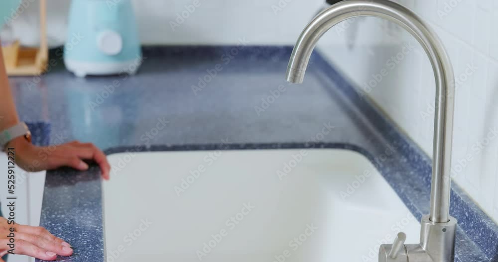 water tap in kitchen Stock Video Adobe Stock