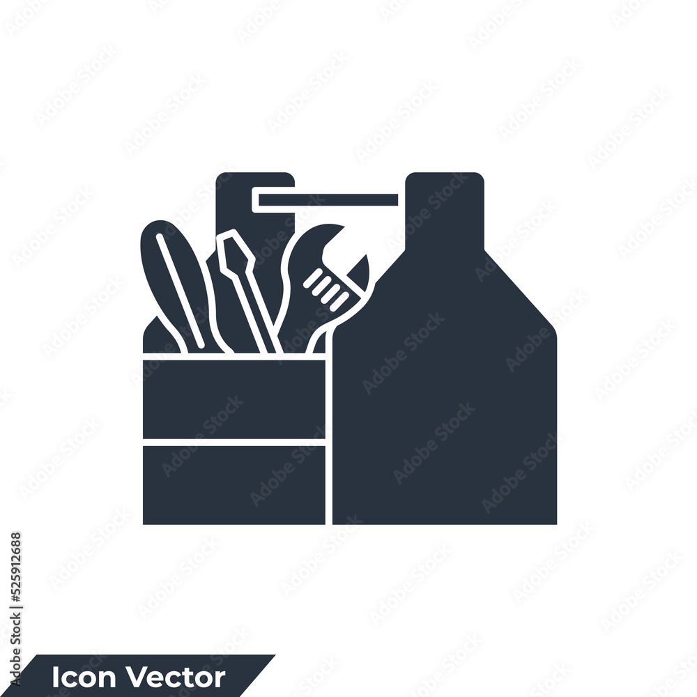 toolbox icon logo vector illustration. Tool box symbol template for