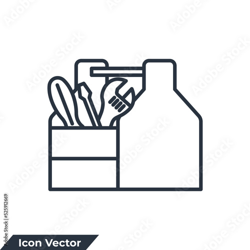toolbox icon logo vector illustration. Tool box symbol template for graphic and web design collection