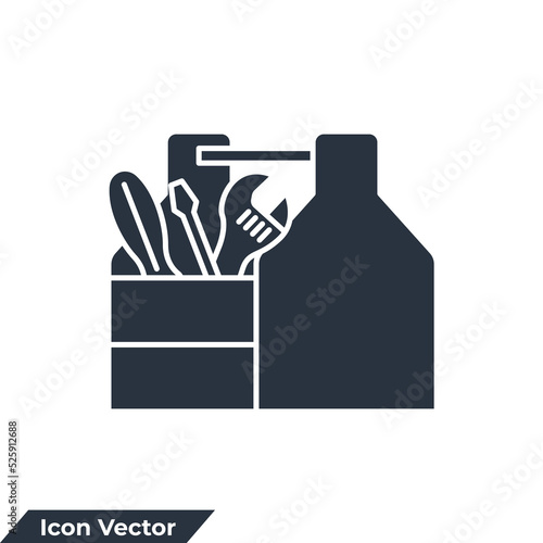 toolbox icon logo vector illustration. Tool box symbol template for graphic and web design collection photo
