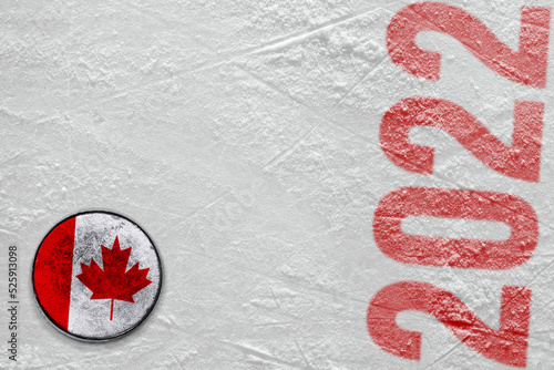 Canadian flag hockey puck