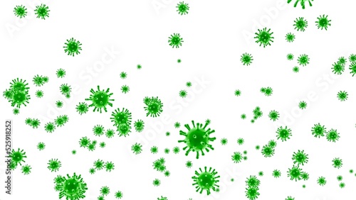 green virus on white background 3d representation, can be used to represent immune defense, epidemiology or pandemic vaccination