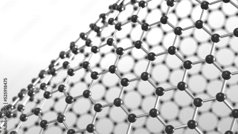 Fototapeta premium materials science graphene molecular structure, nanotechnology and chemistry 3d render. can be used to represent superconductivity, physics or a nanotube material