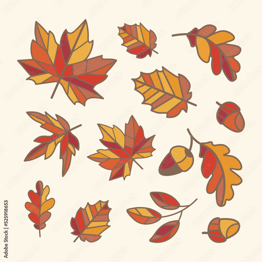set of bright autumn leaves vector mosaic set of bright autumn leaves vector mosaic