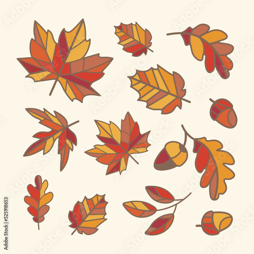 set of bright autumn leaves vector mosaic © ThemeRage