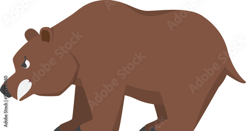 Angry Strong Bear Flat Style Icon. Stock Market and Financial Concept